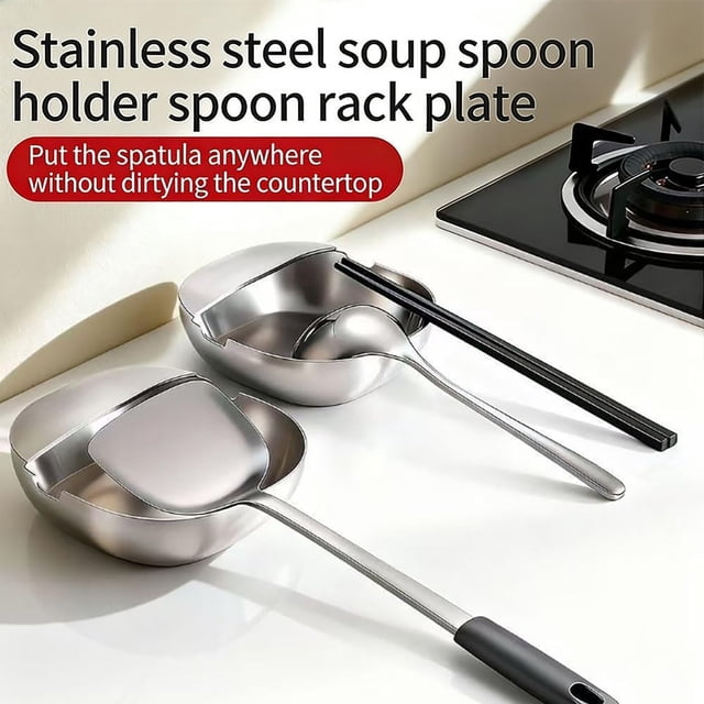 Étagère de Rangement en Acier Inoxydable Repose-Cuillère et Porte-Ustensiles de Cuisine Polyvalent Repose-Cuillère en Acier Inoxydable Support Autoportant avec Base Stable pour Spatules Contenants à Collation Organisateur de Cuisine Étagère Multi-Niveaux Elle