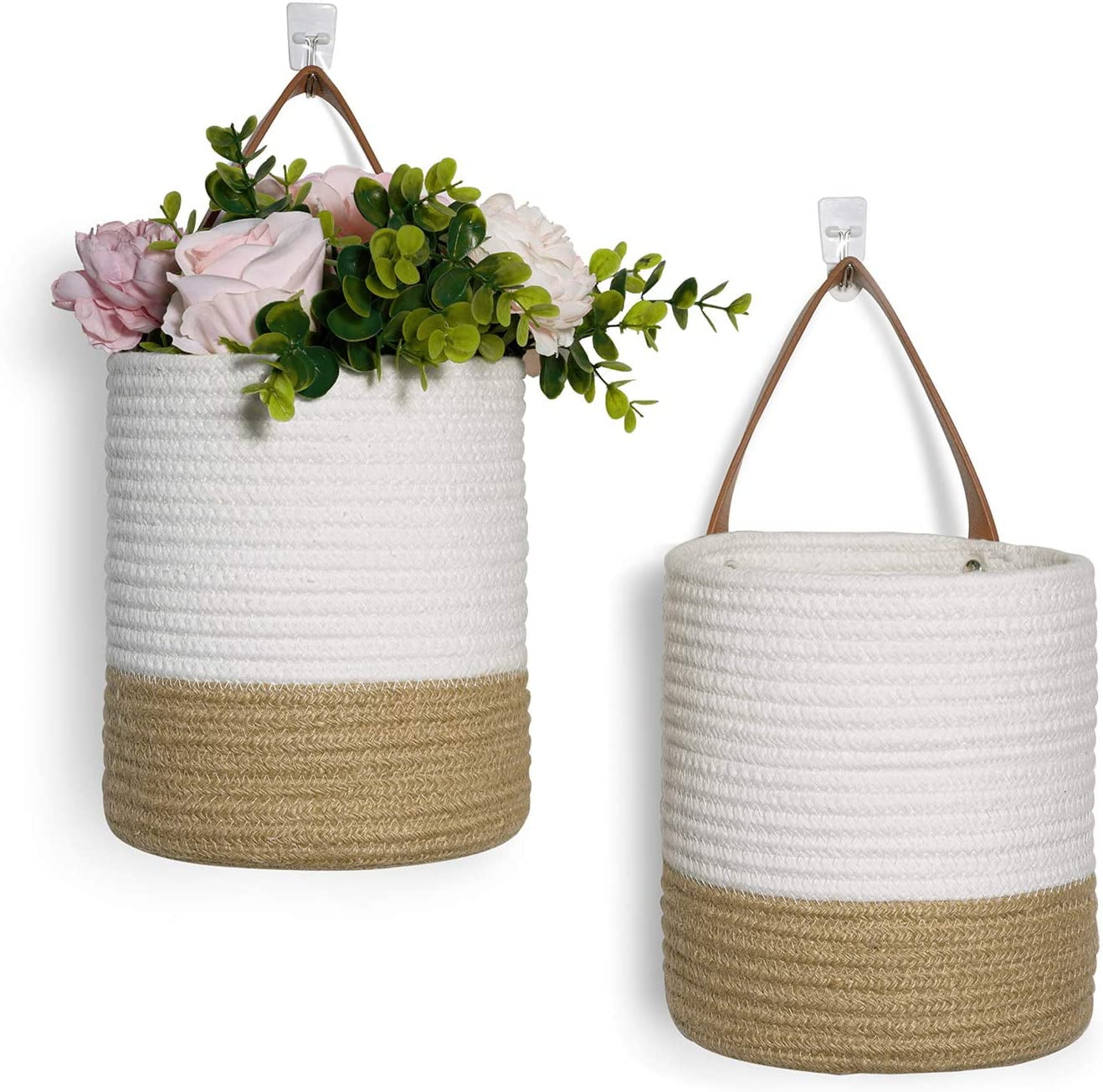 2pack Hanging Basket 7.87" x 7" Small Woven Fern Hanging Rope Basket