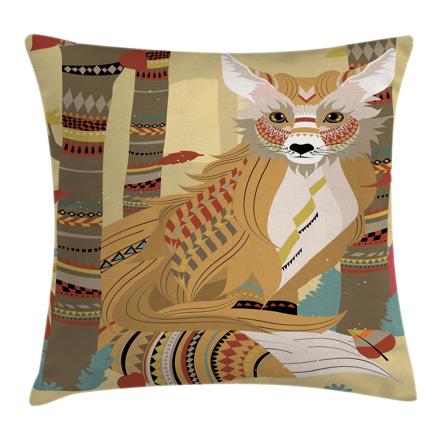 Sofa Throw Pillow 20 Designart CU13406-20-20-C Tiger and Woman Colorful Faces Abstract Round Cushion Cover for Living Room Insert Printed On Both Side
