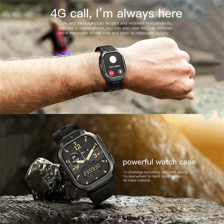 Rainbuvvy DM63 4G Smart Watch 2.13 inches Android 8.1 2GB RAM 16G ROM 960mAh Camera WIFI GPS Single SIM Watch Black