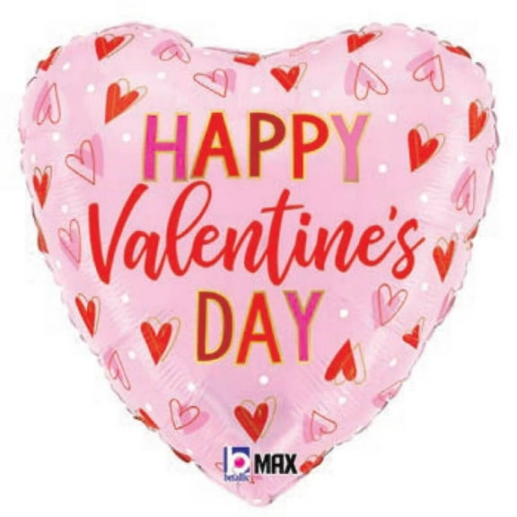 18 inch Valentine Hearts Betallic Foil Mylar Balloon - Party Supplies Decorations