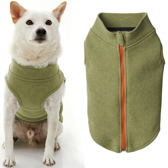 Gooby Zip Up Microfiber Fleece Vest - Green, 2X-Large - Step-In Double Layered Microfiber Vest for Dogs