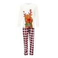 thumbnail image 1 of Honganda Matching Family Christmas Pajamas, Cartoon Deer Tops + Plaid Pants, 1 of 7