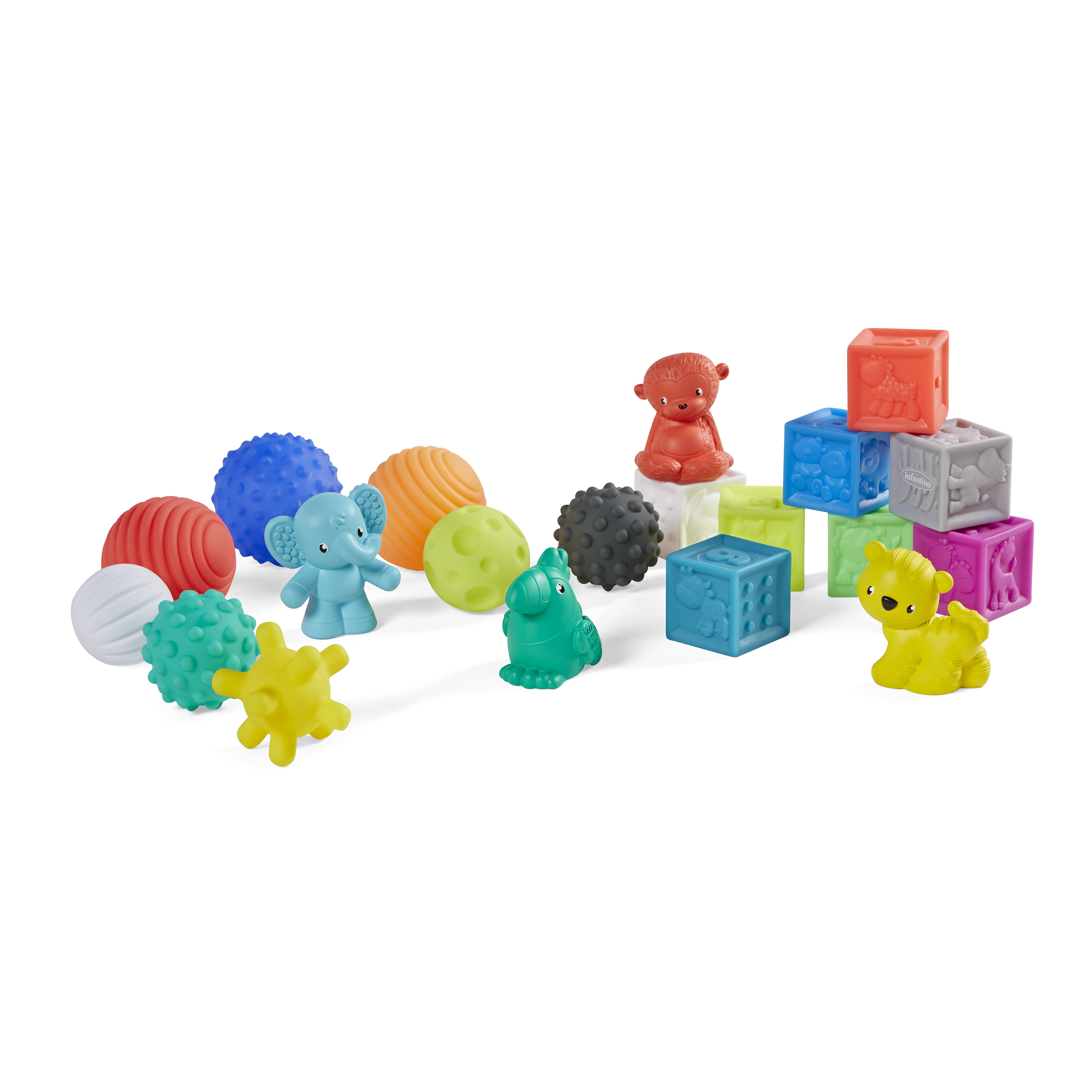 Infantino Sensory Soft Balls, Blocks & Animal Buddies, 6-12 Months, 20-Piece Set, Multicolor - image 5 of 8