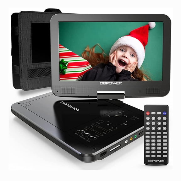 DBPOWER 12" Portable DVD Player - Swivel Screen, 5-Hour Battery, SD/USB, Car Charger,Black