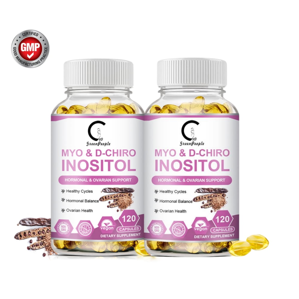 (2 PACK)Myo & D-Chiro Inositol Supplement,Hormone Balance and Ovarian Function Support,2000mg per Serving,240 Vegan Capsules