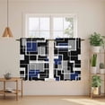 thumbnail image 2 of Navy Blue Black Geometric Kitchen Curtains 54 Inch Length, Modern Color Block Abstract Tiers Curtains for Bathroom Bedroom Cafe, Light Filtering Small Window Treatment Short Drapes 2 Panels 42"Wx54"L, 2 of 8