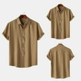 thumbnail image 6 of Polo Shirts for Men Fashion Summer Short Sleeve Solid Color Simple Style Lapel Durable Comfortable Breathable Vacation Trendy Button Down Shirt Sizes L, 6 of 7