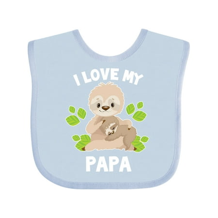 

Inktastic Cute Sloth I Love My Papa with Green Leaves Gift Baby Boy or Baby Girl Bib