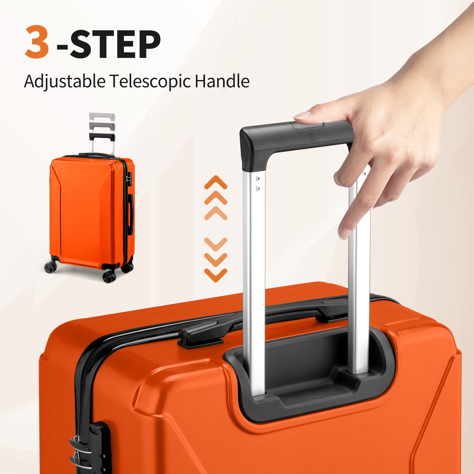 Zimtown 5-Piece Luggage Set with 8 Packing Cubes, Hard Shell Suitcase Set with Spinner Wheels Built-in TSA Lock, Orange