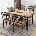 thumbnail image 1 of 5-Piece Dining Set for 4, Retro Industrial Table & 4 Chairs in Rustic Brown for Small Spaces & Breakfast Nooks, 1 of 6