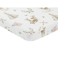 thumbnail image 2 of Woodland Deer Floral Pink Mint Mini Fitted Crib Sheet by Sweet Jojo Designs, 2 of 4