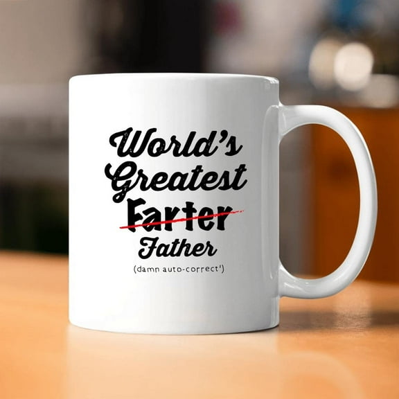 World Is Greatest Farter Father Coffee Mug For Dad From Daughter Son Funny Quote Saying Printed Ceramic Travel Teacups 11oz 15oz For Daddy Lovely Gifts For Fathers Day Birthday Anniversary