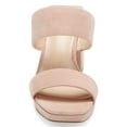 thumbnail image 5 of YDN Women Slip on Double Strap Platform Mules Open Square Toe High Block Heels Casual Dress Work Slide Sandals Size 7 Light Pink, 5 of 5