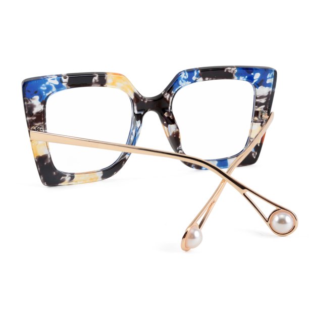 Oversized anti-reflective color block sunglassess Amazon.com: AIEYEZO Thick Frame Blue Light Glasses Men Women  main image 2
