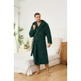 thumbnail image 2 of Vulcanodon Men Fleece Hooded Robe, Plush Lightweight Bathrobe Long Soft Warm House Coat with Pockets,(Dark Green,L-XL), 2 of 4