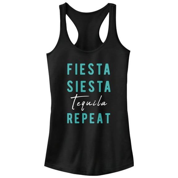 Junior's CHIN UP Fiesta Siesta Tequila  Racerback Tank Top Black 2X Large