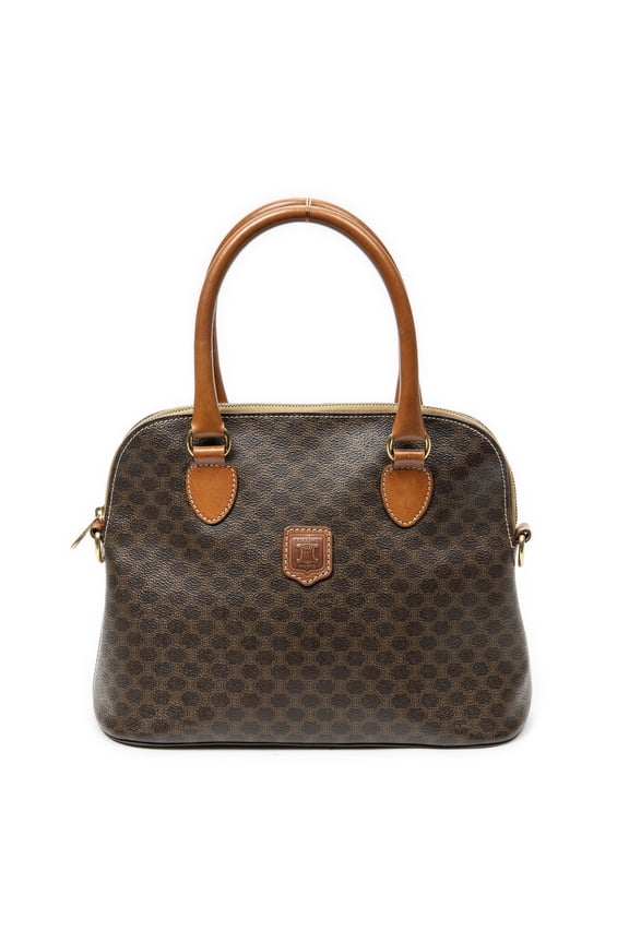 Pre-Owned Celine Brown Vintage Dome Tote Handbag Macadam Coated Canvas