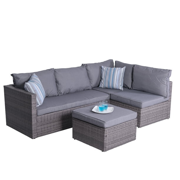 Cyrus 4-Piece Cushioned Compact Outdoor/Indoor Patio Garden Wicker