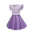 thumbnail image 4 of vdgthytj Toddler Girl's Vintage Dress Summer Striped Ruffle Sleeve Flare A-Line Birthday Party Dress with Belt, 4 of 9