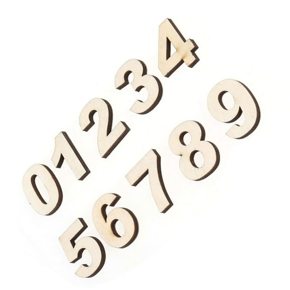 Hemoton Set of 10 Wooden Number Prop Wood Craft Number 0-9 Self-paste Boxwood