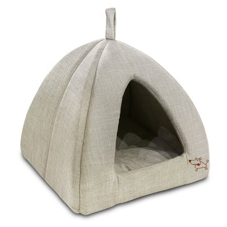 Best Pet Supplies Linen Tent Bed for Pets - Beige -