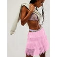 thumbnail image 3 of Women'S Y2k Half Slip Skirt Low Rise Pleated Ruffle LaceTrim Skirt Layered Flowy Short Skirts Underskirt Pink XL, 3 of 5