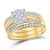 14k Yellow Gold Princess Diamond Bridal Wedding Ring Set 1 Cttw