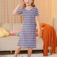 thumbnail image 2 of CYRBOKO Girls Nightgowns, Casual Short Sleeve Soft Striped Girls Pajamas Red Size 9-10 T, 2 of 6