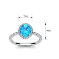 thumbnail image 5 of SuperJeweler 1 1/2 Carat Oval Shape Blue Topaz and Halo Diamond Ring In Sterling Silver For Women, 5 of 6
