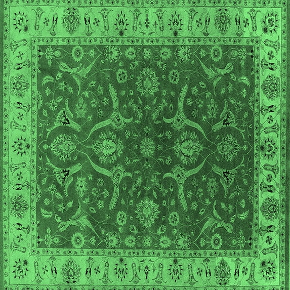 Ahgly Company Indoor Square Oriental Emerald Green Industrial Area Rugs, 3' Square