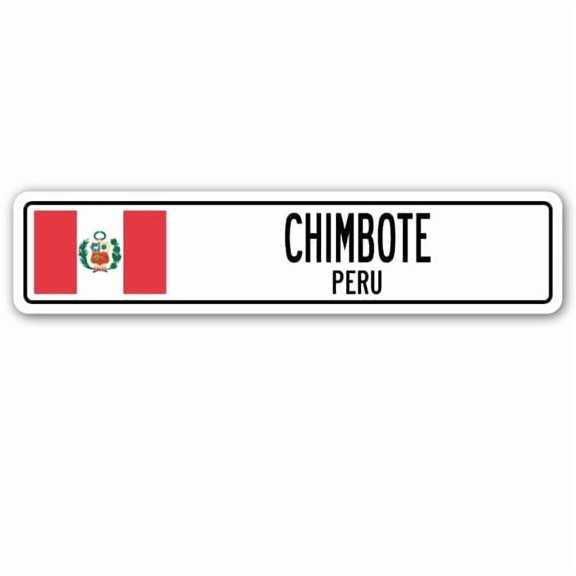 CHIMBOTE PERU Street Sign Peruvian flag city country road wall gift
