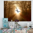 thumbnail image 2 of Designart 'Path to Sunlight in Autumn Forest' Modern wall clock, 2 of 3