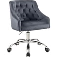 thumbnail image 2 of Meridian Furniture Arden Chaise de Bureau Pivotante Réglable en Velours Gris et Chrome, 2 of 6