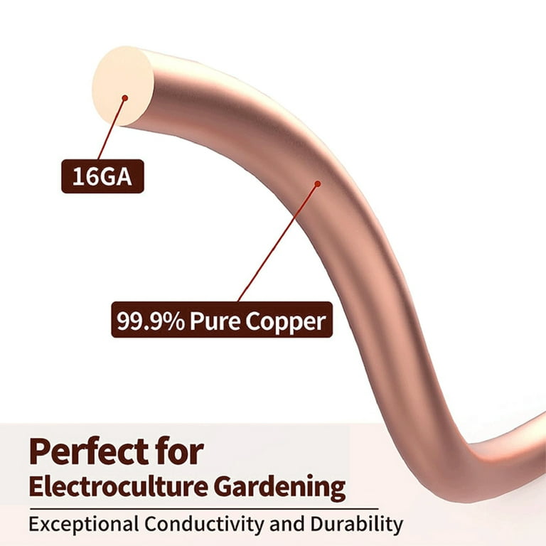 Copper Wire for Electroculture Gardening Antenna, 99.9% Pure Electro  Culture Gardening Soft Copper Wire with 6 Stake for Growing Garden Plants  and
