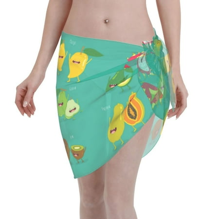 Ocsxa Tropical Fruit Print Sarong Coverups For Women Bathing Suit Wrap Swimsuit Skirt Beach Bikini Cover Up Swimwear