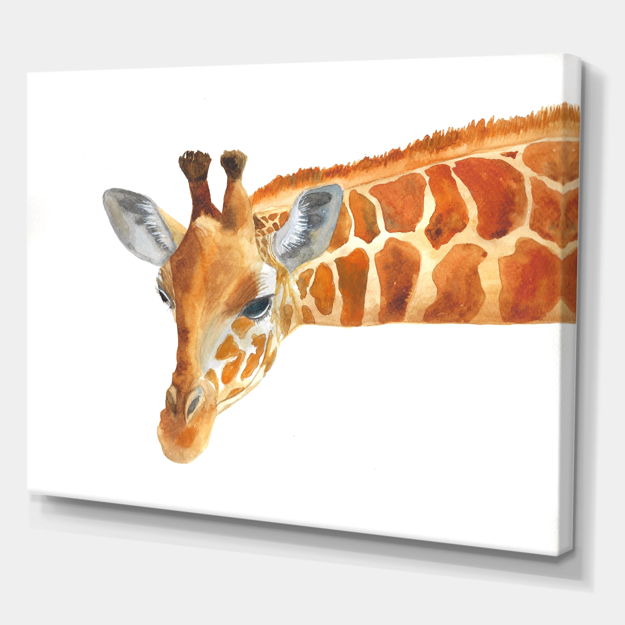 Designart ' Close Up Portrait of A Giraffe IX ' Farmhouse Canvas Wall Art Print