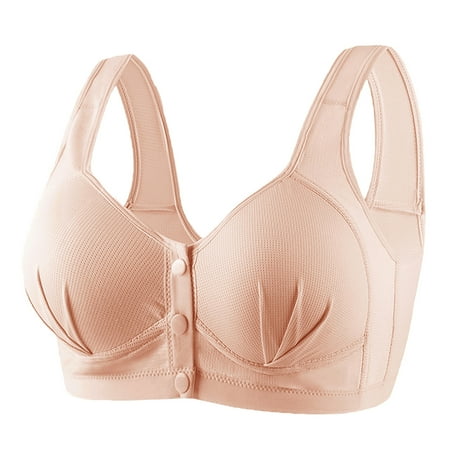 Gnurob Front Closure Bras for Women Gathering Plus Size Push Up Bra Thin Cup Wireless Bralette Full Coverage T-Shirt Bralettes Beauty Back Smoothing Brassiere Clearance Saving Pink 36