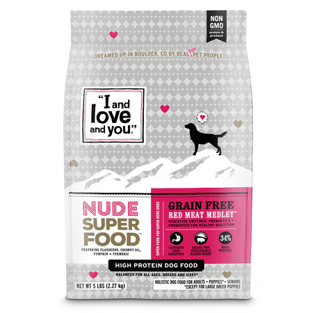 UPC: 0818336010118 | I and love and you  Nude Superfood Dry Dog Food  Red Meat Medley  Pork and Wild Boar Recipe  High Protein  Digestive Support  Grain Free  Real Meat  No Fillers  5 Lb Bag