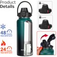 thumbnail image 2 of Botella de agua POYAKU de acero inoxidable con aislamiento de 950 ml y pajita, 2 of 7