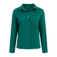 thumbnail image 4 of Womens Button Down Shirts Dressy Casual Solid Long Sleeved Lapel Collar Work Blouses Spring Summer Trendy Classic Fit Business Tops, 4 of 4