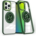thumbnail image 3 of For Apple iPhone 16 Plus (6.7") Clear Transparent Back Hybrid with Rotate Ring Stand & MagSafe Compatible Shockproof Slim TPU PC Phone Case Cover by Xpression - Green, 3 of 8