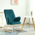 thumbnail image 2 of Homiyad Modern Rocking Chairs, Upholstered Nursery Glider Rocker, Wingback Armchair for Living Room, Bedroom - Blue, 2 of 8