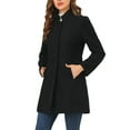 thumbnail image 5 of INSPIRE CHIC Women's Coat Mid Length Stand Collar Single Breasted Winter Outerwear Overcoat XL Black, 5 of 7