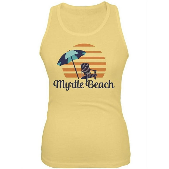 Summer Sun Sunset Myrtle Beach Juniors Soft Tank Top Yellow MD