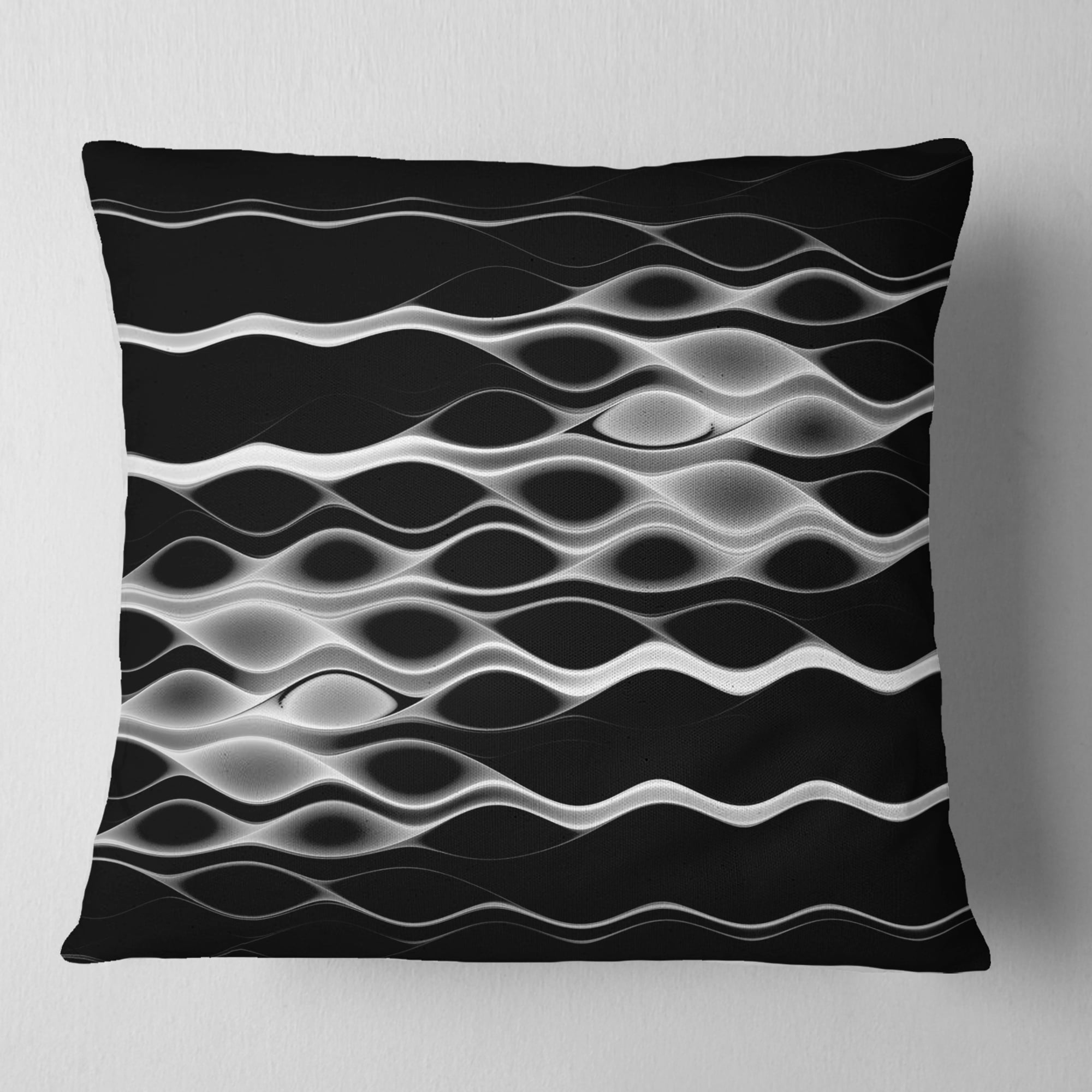 Designart White Waves Fractal Pattern - Abstract Throw Pillow - 16x16