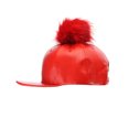 thumbnail image 2 of Unisex Style Faux Fur Pom Pom Snapback Flat Bill Cap Hat - Smooth Red on Red, 2 of 4