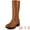 Brown, variant on Unique Bargains Round Toe Side Zip Low Chunky Heels Mid Calf Boots for Women Red 7.5