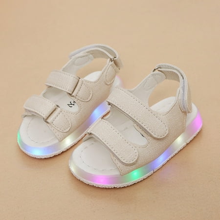 

Womail Toddler Kids Sports Sandals Summer Boys Girls Baby Outdoor Walker Shoes LED Luminous Velcro Open Toe Sneakers