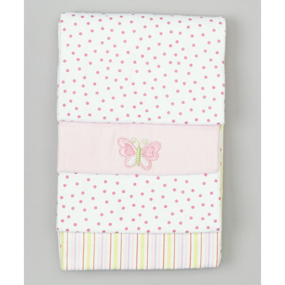 Spasilk 4 Pack Cotton Flannel Receiving Blankets, Pink Butterfly